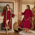 Women's home clothes bathrobe suspender two-piece set combination