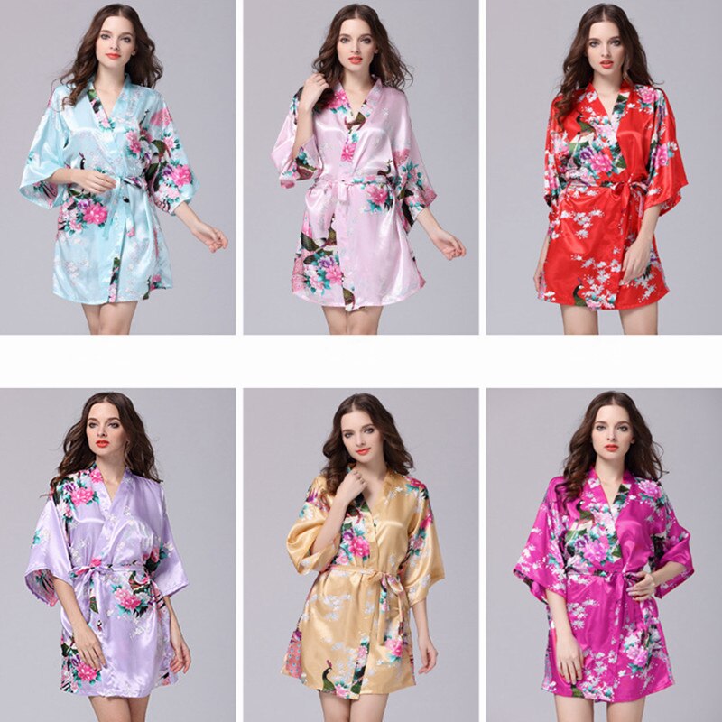 Faux Silk Kimono Robe | Short Satin Bridal Robe | Sultryrich