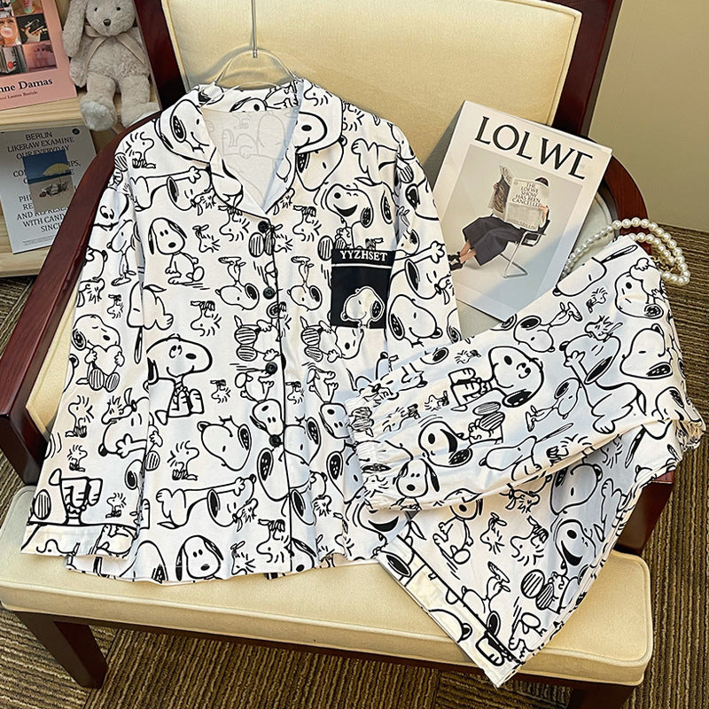 Sweet Cartoon Long-Sleeve Pyjama Set | Cosy Matching Sleepwear for Women
