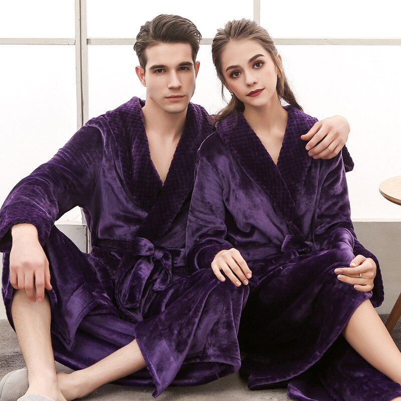 Lovers Flannel Kimono Robe | His & Hers Extra Long Bathrobe | Sultryrich