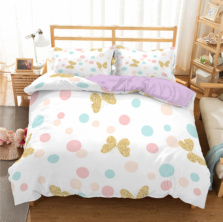 3D Butterfly Print Bedding Set | Princess Stripe Duvet Cover | Sultryrich