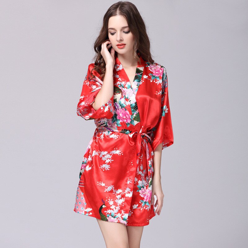 Faux Silk Kimono Robe | Short Satin Bridal Robe | Sultryrich