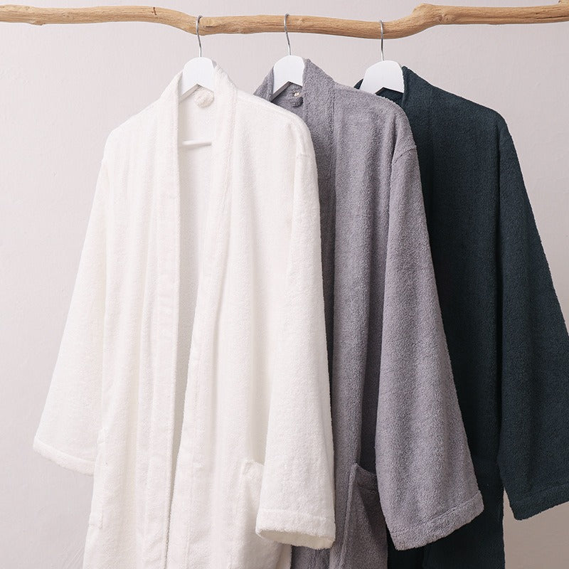 Pure Cotton Collar Bathrobe | Absorbent Long Robe | Sultryrich