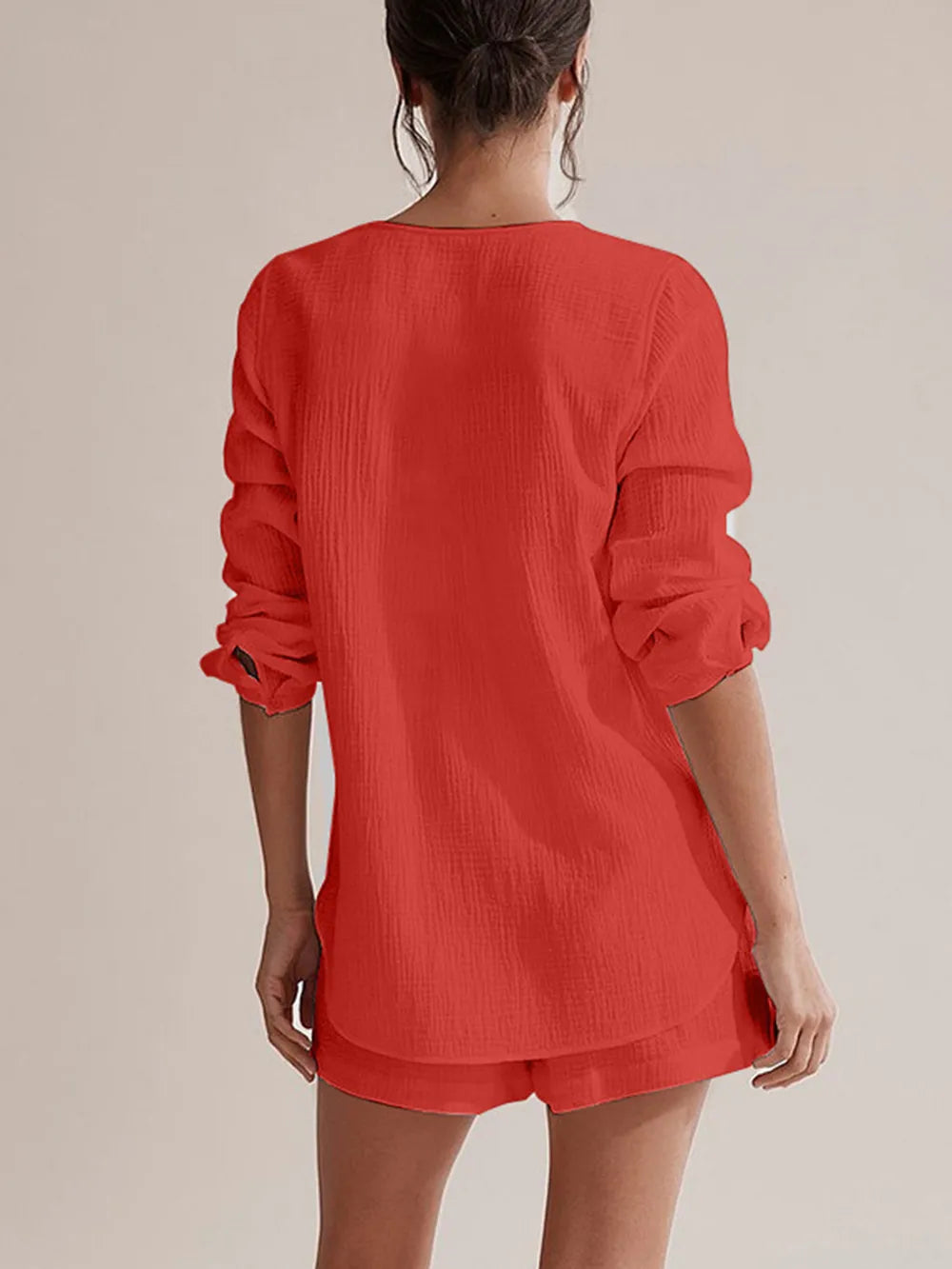 Pure Cotton Gauze Summer Pyjama Set | Button-Down Top & Shorts