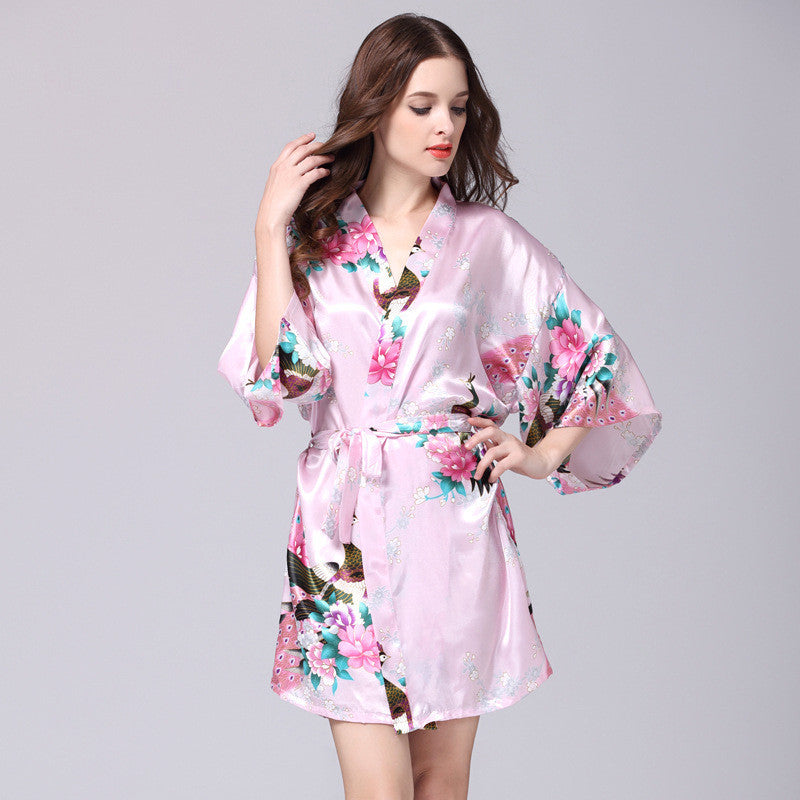 Faux Silk Kimono Robe | Short Satin Bridal Robe | Sultryrich