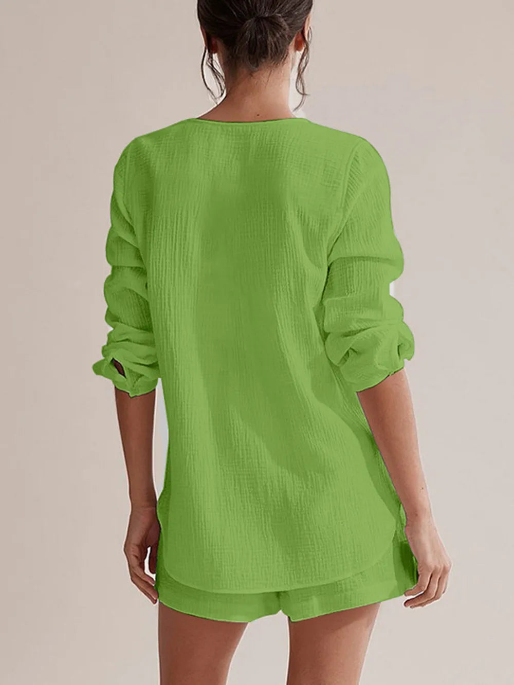 Pure Cotton Gauze Summer Pyjama Set | Button-Down Top & Shorts