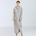 Men's Plus Fat Plus Home Clothes Winter Flannel Pajamas Plus Velvet Zipper With Hooded Bathrobe Nightgown