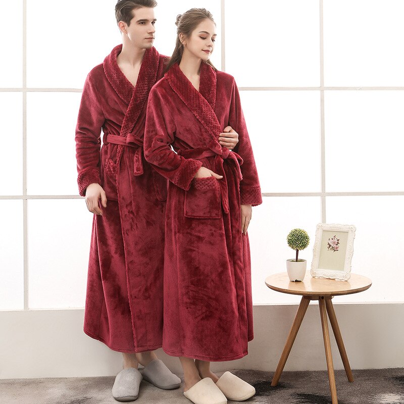 Lovers Flannel Kimono Robe | His & Hers Extra Long Bathrobe | Sultryrich