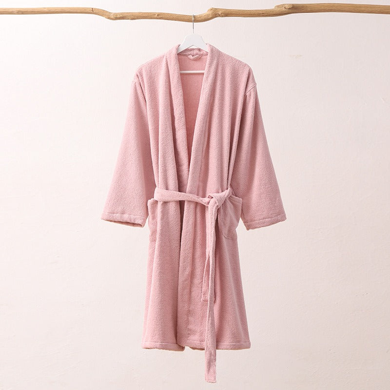 Pure Cotton Collar Bathrobe | Absorbent Long Robe | Sultryrich
