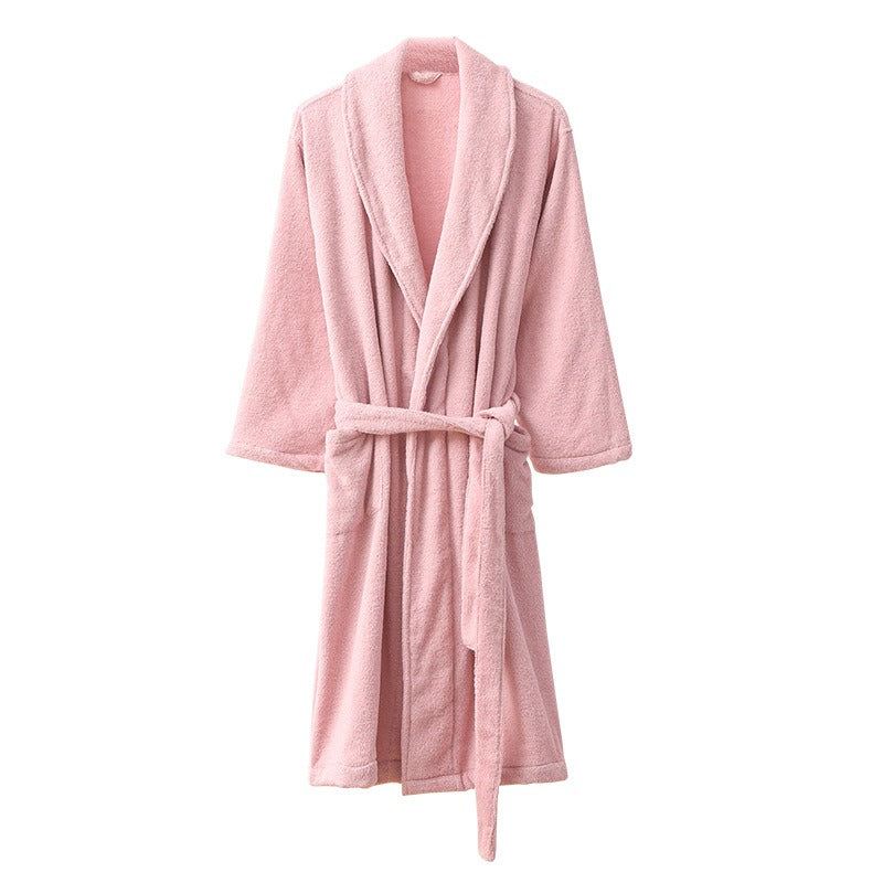 Pure Cotton Collar Bathrobe | Absorbent Long Robe | Sultryrich