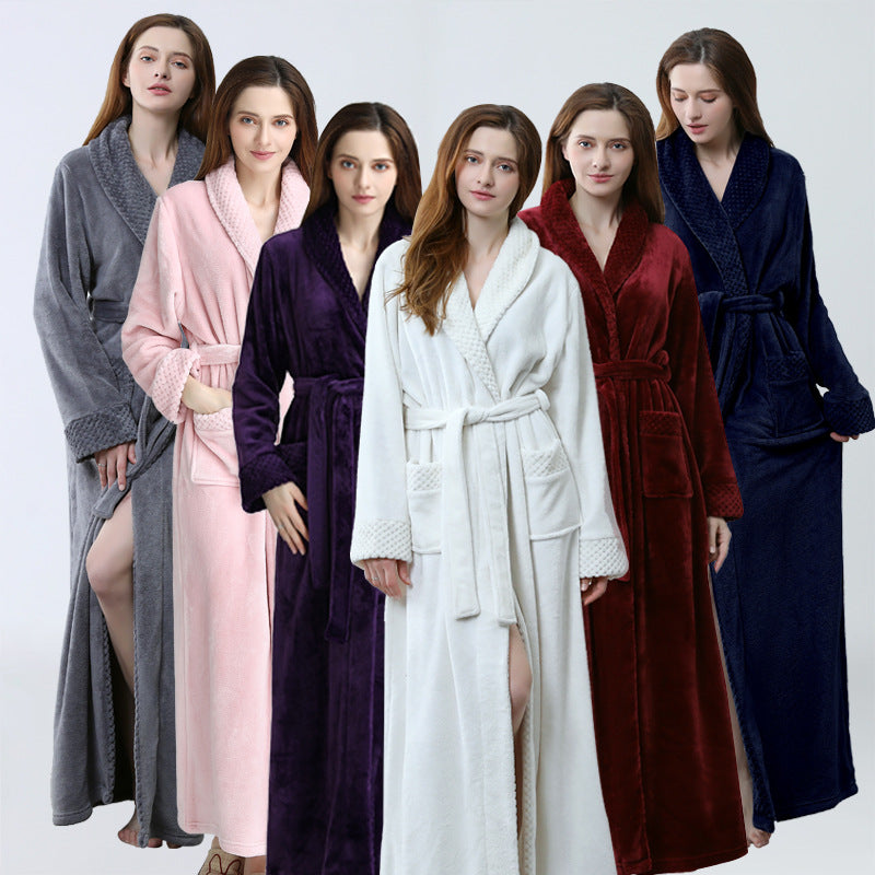 Thickened Flannel Bathrobe | Long Warm Robe | 6 Colours | Sultryrich