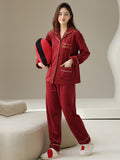 Wine Red Matching Couples’ Pyjamas | Long-Sleeve Top & Trousers
