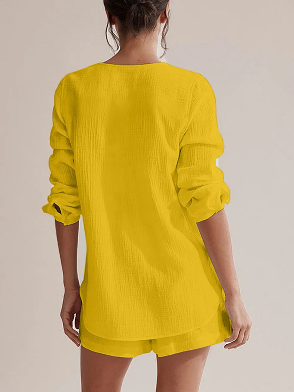 Pure Cotton Gauze Summer Pyjama Set | Button-Down Top & Shorts