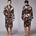 Nightgown Silk Ice Silk Men's Pajamas Men's Long Sleeve Nightgown Bathrobes Home Clothing