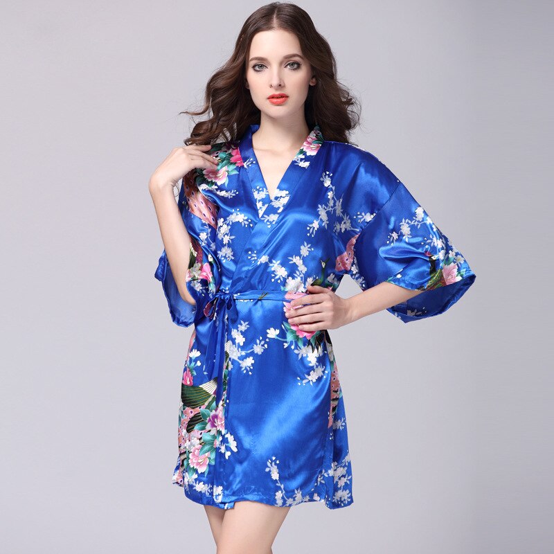 Faux Silk Kimono Robe | Short Satin Bridal Robe | Sultryrich