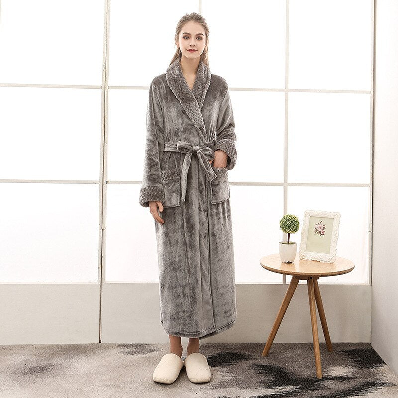 Lovers Flannel Kimono Robe | His & Hers Extra Long Bathrobe | Sultryrich