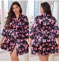 Silky Sleepwear Women Summer Luxury Short Sleeve Cool Feeling Short Length Robe Plus Size Bathrobe Bowknot Homewear