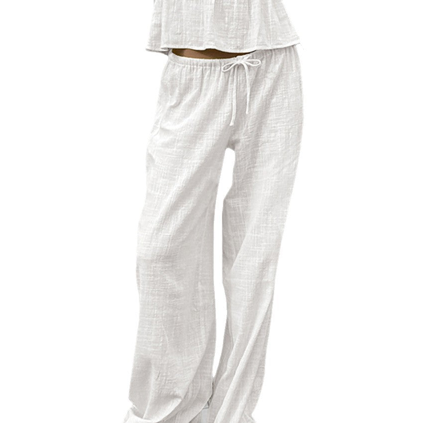 White Cotton Cami & Wide-Leg Trouser Pyjama Set