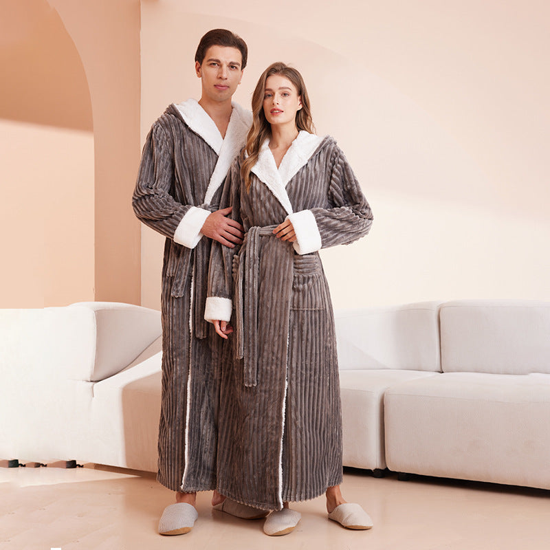 Hooded Flannel Couples Robe | His & Hers Matching Bathrobes