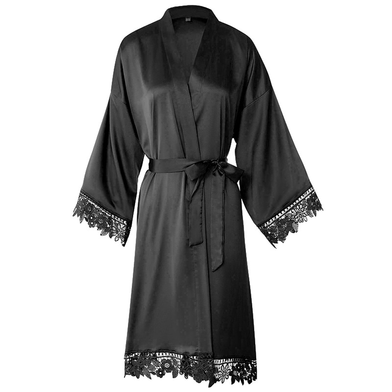 New Women's Summer 3/4 Sleeve Plus Size Silk Ice Silk Home Robe Bathrobe Bride Bridesmaid Morning Robe