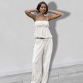 White Cotton Cami & Wide-Leg Trouser Pyjama Set