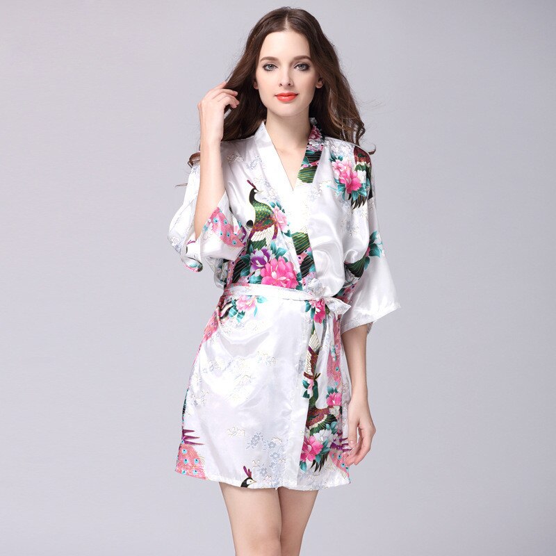 Faux Silk Kimono Robe | Short Satin Bridal Robe | Sultryrich