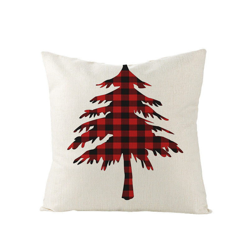 Christmas Pillow with Red Letter Elk Printed Cushion Cover and Linen Pillow Cover