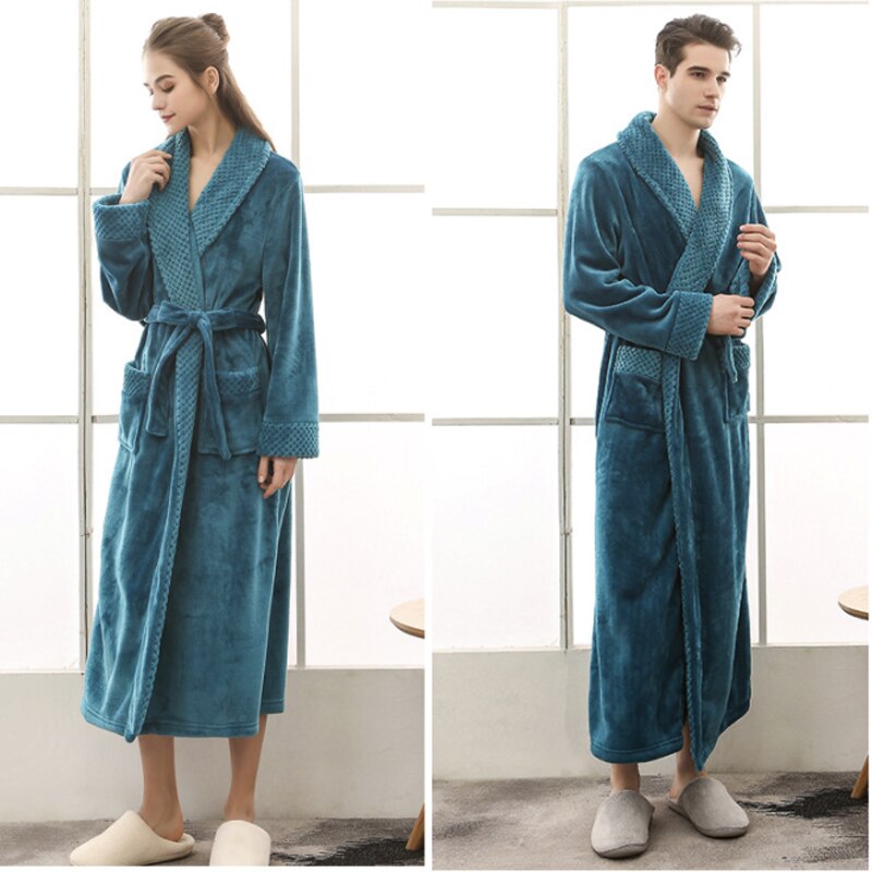 Lovers Flannel Kimono Robe | His & Hers Extra Long Bathrobe | Sultryrich
