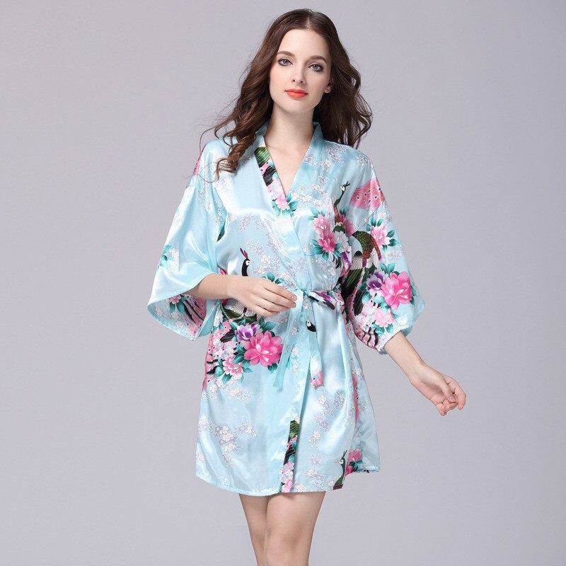 Faux Silk Kimono Robe | Short Satin Bridal Robe | Sultryrich