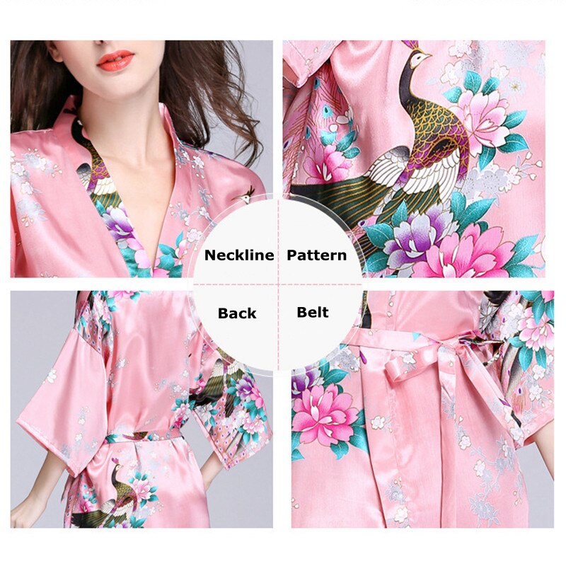 Faux Silk Kimono Robe | Short Satin Bridal Robe | Sultryrich