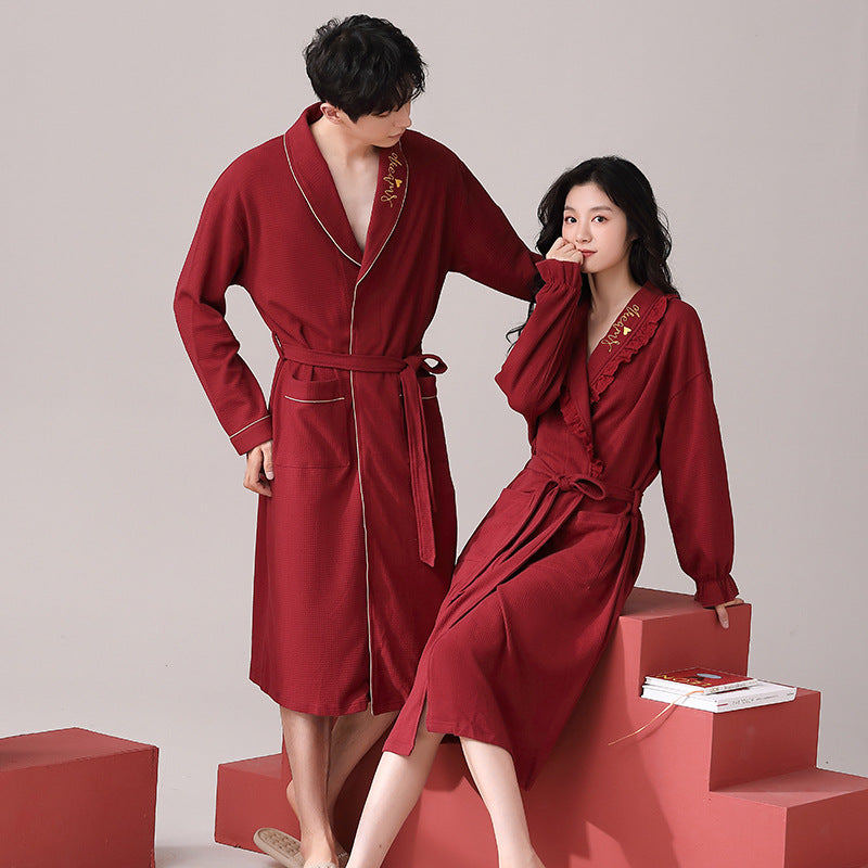 Mid to long length home gowns for couples