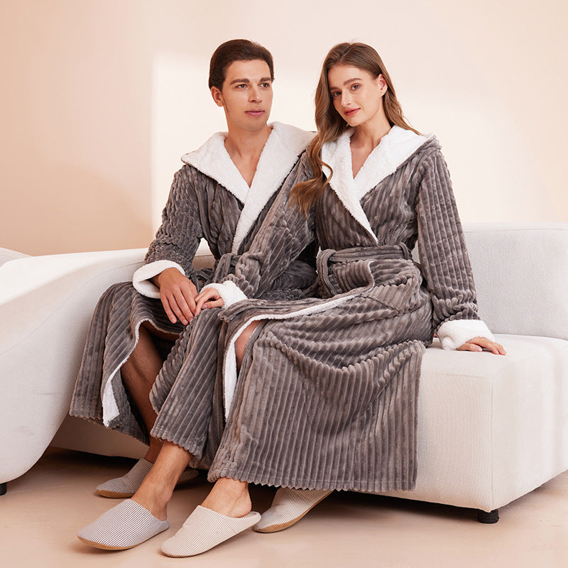 Hooded Flannel Couples Robe | His & Hers Matching Bathrobes
