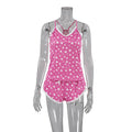 Heart Print Knit Pyjama Set | Lace Cami & Shorts | Sultryrich