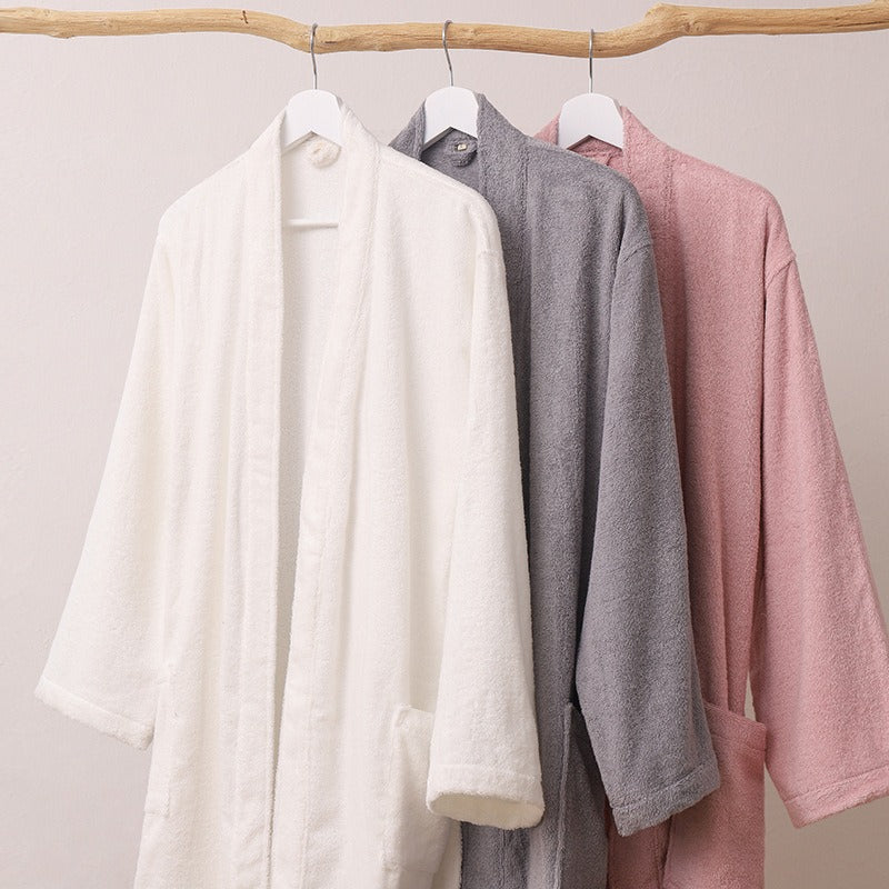 Pure Cotton Collar Bathrobe | Absorbent Long Robe | Sultryrich