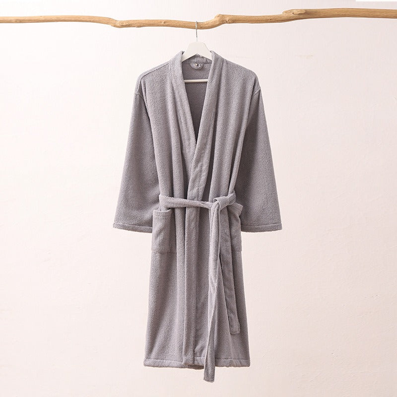 Pure Cotton Collar Bathrobe | Absorbent Long Robe | Sultryrich