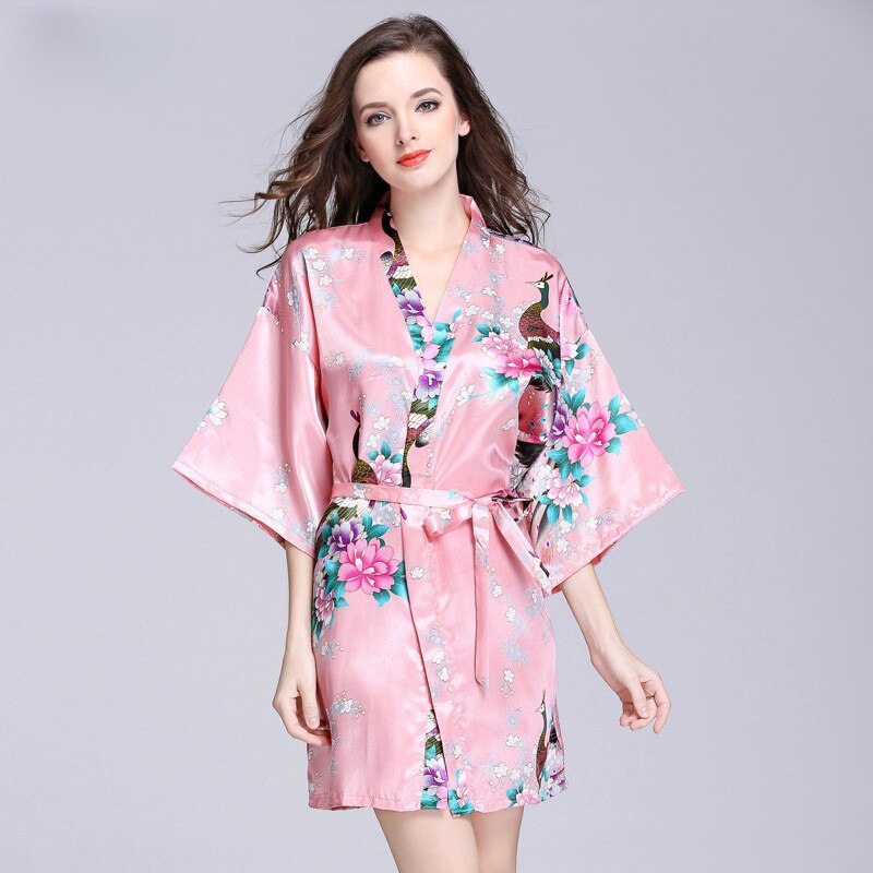 Faux Silk Kimono Robe | Short Satin Bridal Robe | Sultryrich
