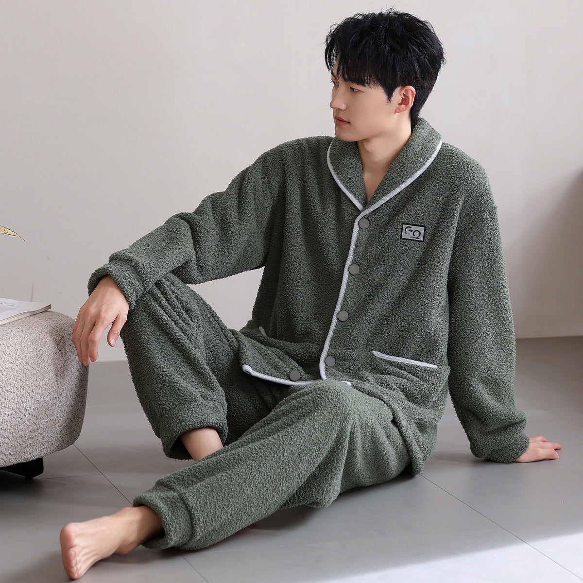 Couple's Thick Warm Long Sleeve Home Thick Sleepwear Set