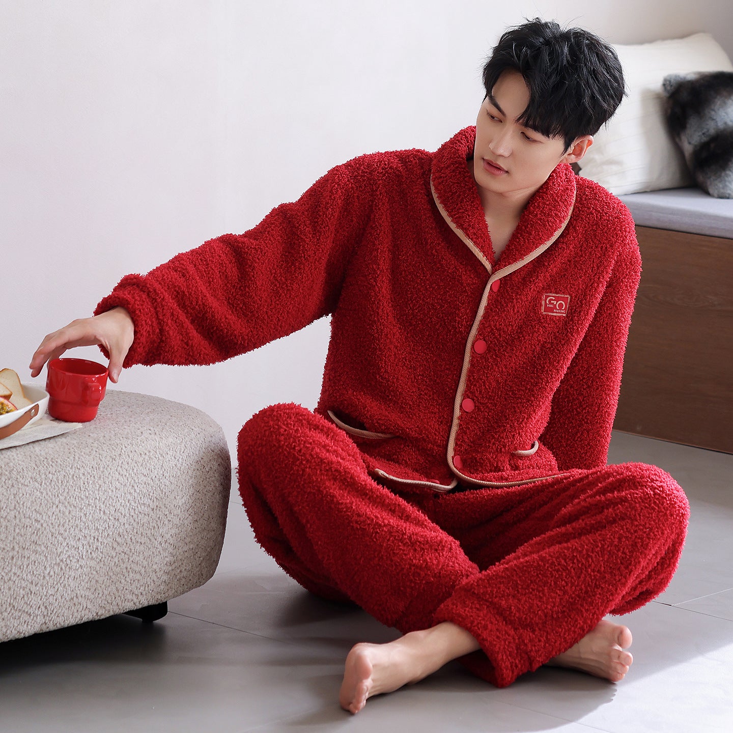 Couple's Thick Warm Long Sleeve Home Thick Sleepwear Set