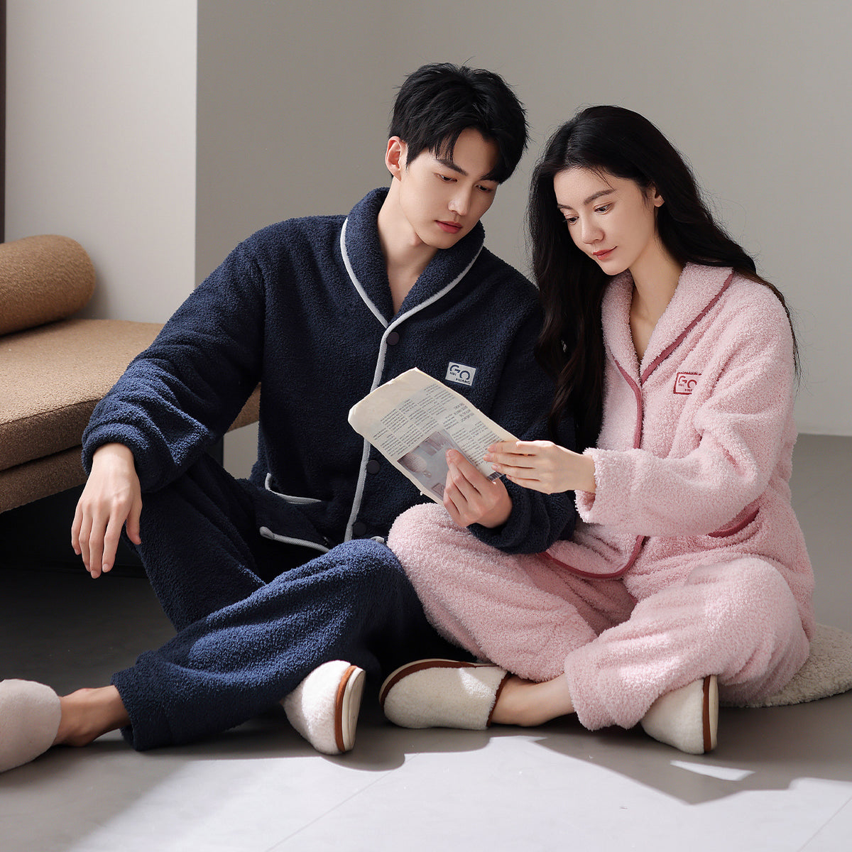 Couple's Thick Warm Long Sleeve Home Thick Sleepwear Set