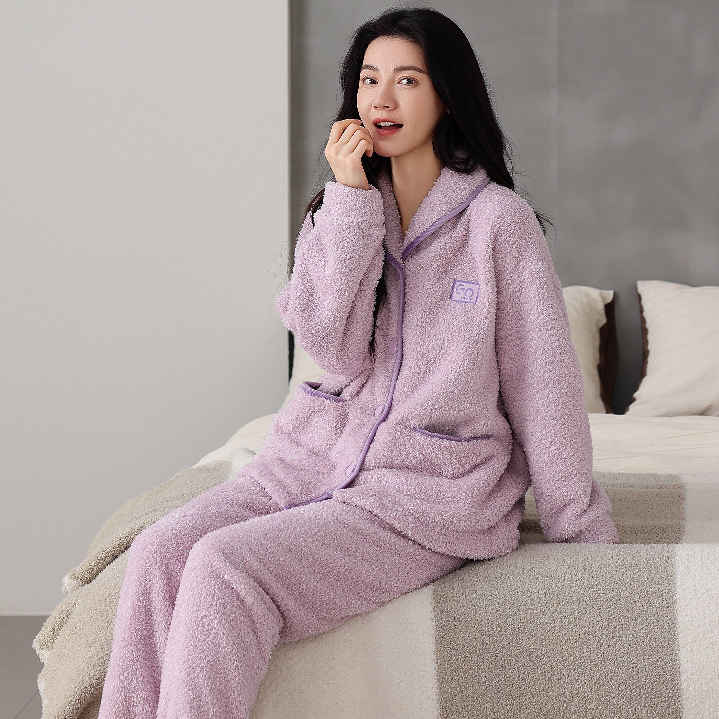 Couple's Thick Warm Long Sleeve Home Thick Sleepwear Set